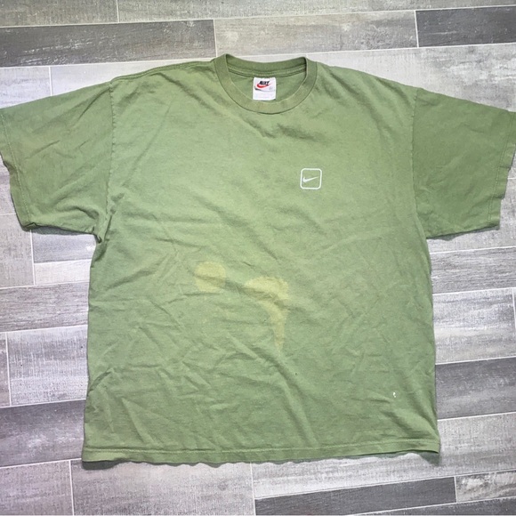 Vintage Nike Shirt Mens XL Green Essential Swoosh Check White Tag USA 90s-Flaws - Picture 5 of 11